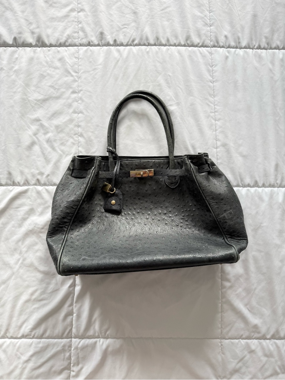 Made in Italy grey genuine leather bag